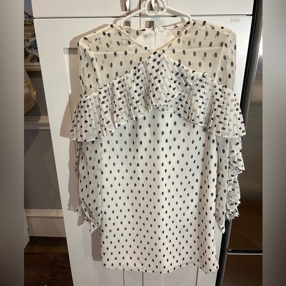 Keepsake the Label white chiffon dress with black polka dots xs